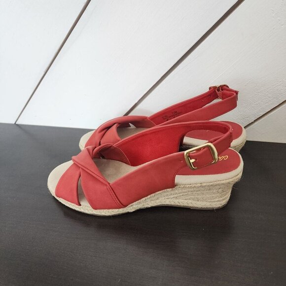 NEW Easy Street Maureen Womens 7.5 Espadrille Wedge Sandals  Buckle Strap 3CT - Picture 2 of 9